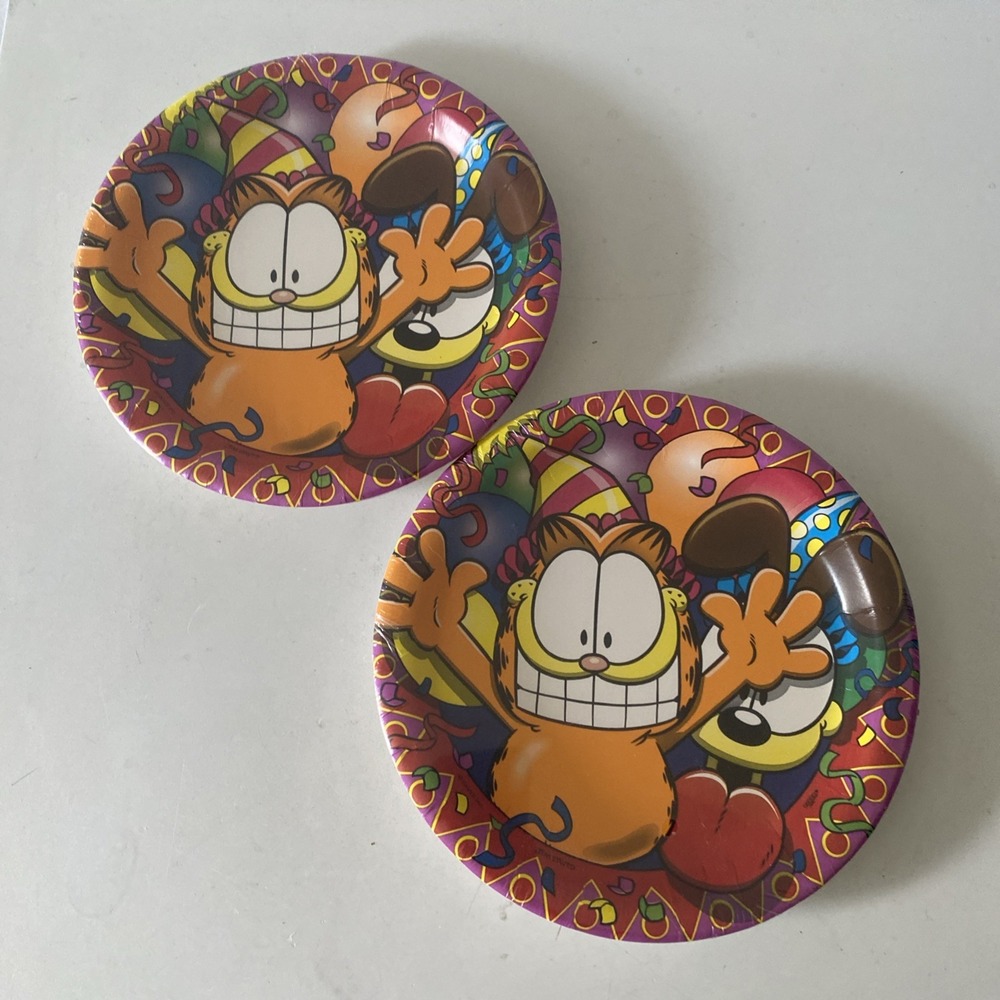 Vtg 90s GARFIELD Paper Art Birthday Party  2 Packs of 8 PLATES  unopened Odie